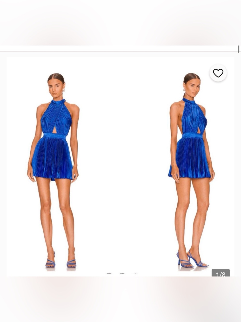 Pleated Halter Mini Dress in Vibrant Blue